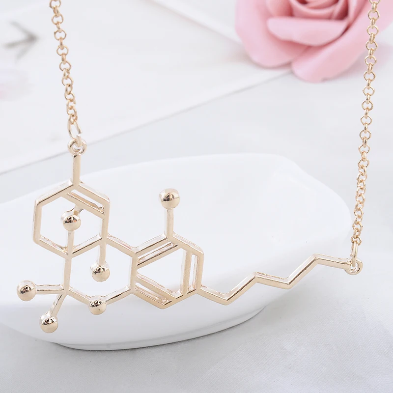 Мисс Зое, химическое ожерелье с кулоном в виде молекулы THC, подарок для друзей, для мужчин и женщин, Черное золото