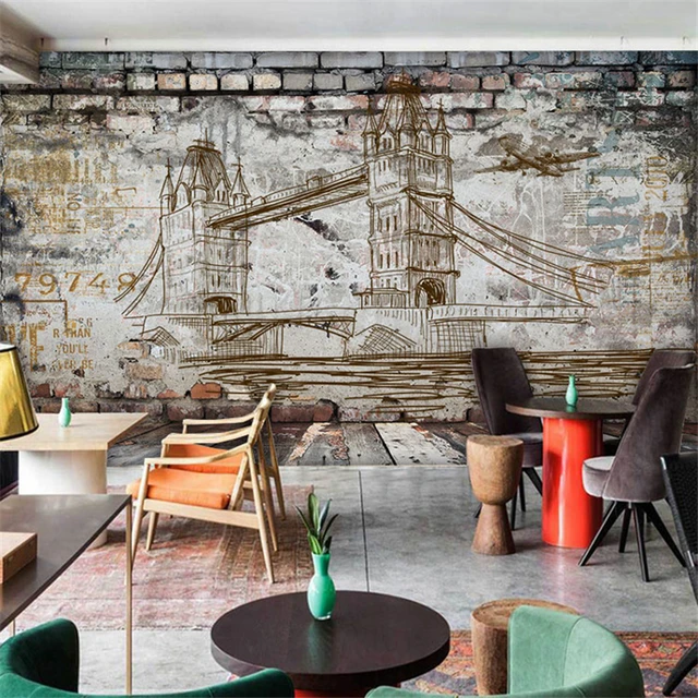 Beibehang 3D gepersonaliseerde nostalgische brick building cement ... Beibehang 3D gepersonaliseerde nostalgische brick building cement ...