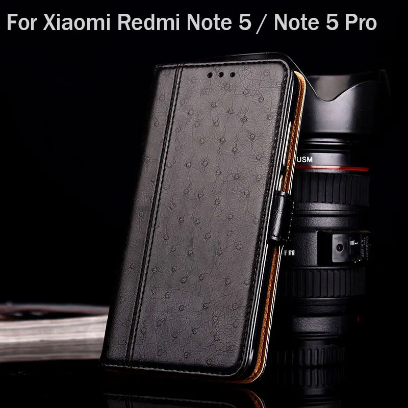 Чехол для Xiaomi Redmi Note 5 роскошные кожаные чехлы из страуса с подставкой модные note pro