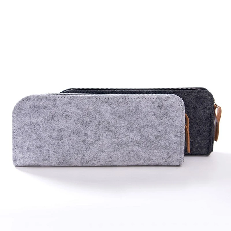 Estuche minimalista de fieltro de lana para lápices, bolsa de gran capacidad multifuncional para bolígrafos, Bandage para oficina y escuela, bolsa de papelería, monedero con hebilla