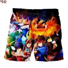 Летние шорты Pokemon для мужчин с 3D принтом аниме для женщин/мужчин Пикачу шорты Harajuku Уличная Стиль пляжные шорты Z222