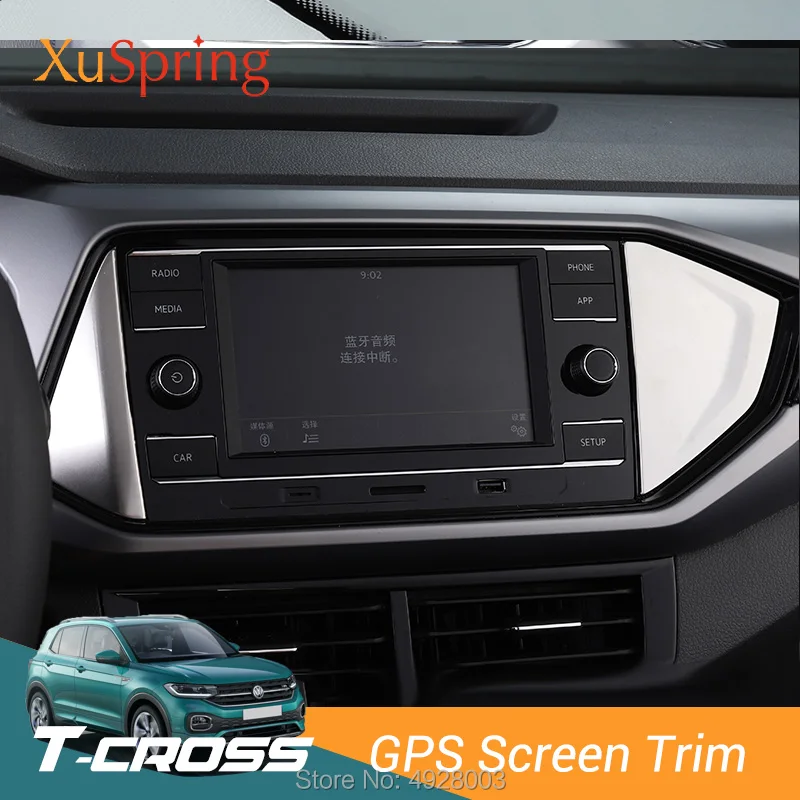 

Car Interior GPS Screen Panel Side Trim Cover Stickers Garnish for Volkswagen VW T-cross Tcross 2019 2020