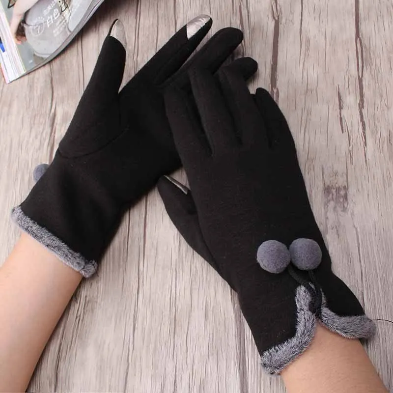 Однотонные тянущиеся женские зимние кашемировые перчатки, модные теплые уличные утолщенные перчатки для девушек, женские перчатки с открытыми пальцами