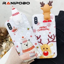 Прекрасный Рождественский 3D кукла Олень в виде ракушки мультфильм чехол для телефона для iPhone 11 X XS XR XS Max 6 6S 7 8 Plus мягкая задняя крышка из ТПУ