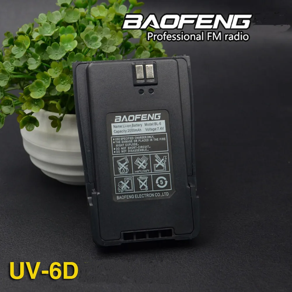 Для Baofeng UV-6 UV6D батарея BL-6 2000 мА/ч, ходьбы рации запчасти 7,4 V для dual band pofung BF BF-UV6 UV-6D двухстороннее радио