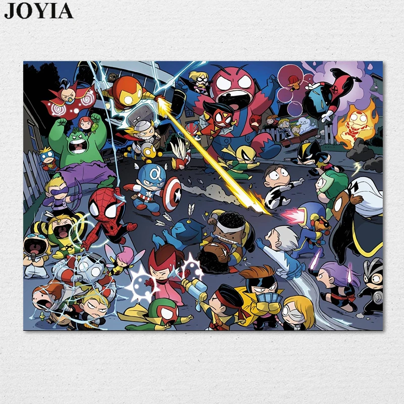 Marvel Poster Heroes Comics Cartoon Superhero Wall Art Canvas Picture