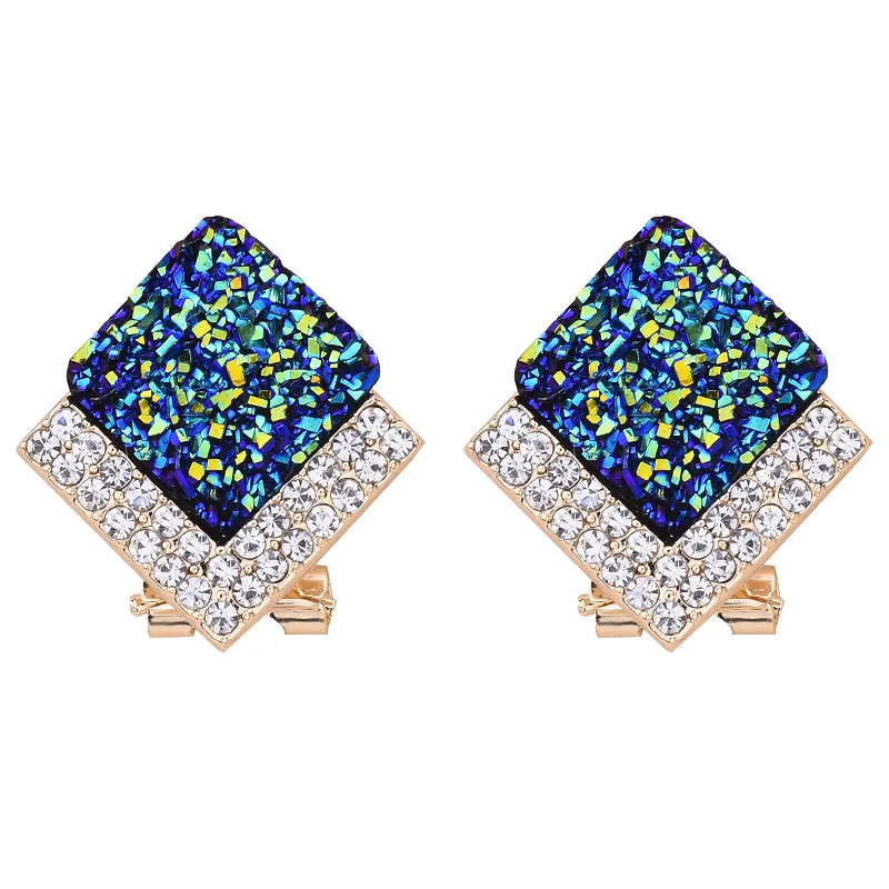 

2017 Fashion charm Golden Shining blue Multicolor crystal Full rhinestone Geometric Stud Earrings For Women personality Jewelry