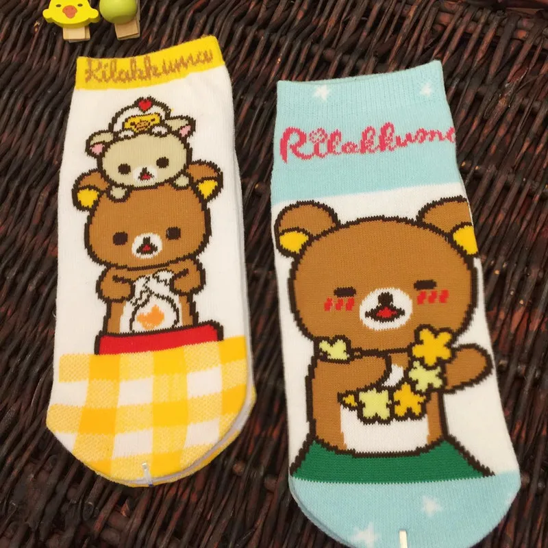 Мультяшные носки с принтом Rilakkuma korilakkuma Kiiroitori милые забавные новинки harajuku сельский ветер повседневные мягкие удобные весна-лето