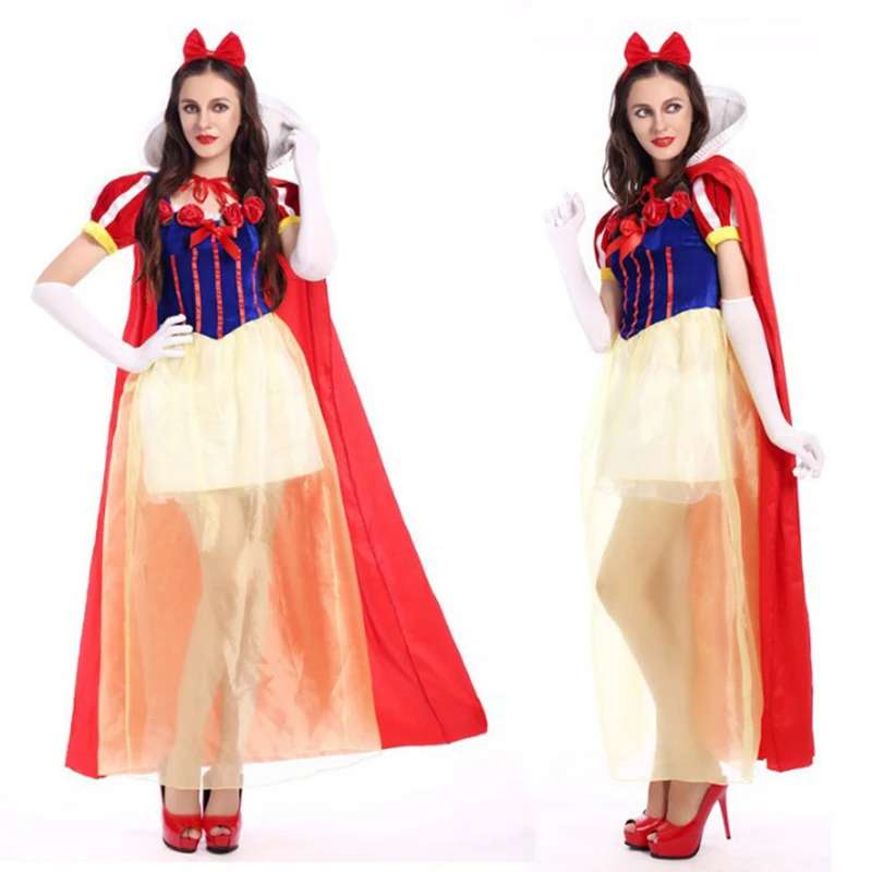 Adult Snow White Costume Cosplay Fantasia Halloween Role Play Costumes For Women Princess Dress