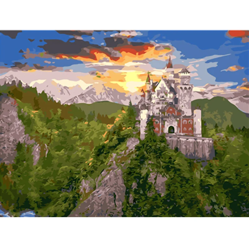 Картины по номерам Diy акриловая окраска рисунок модульная холст картины для гостиной работа замок на горы