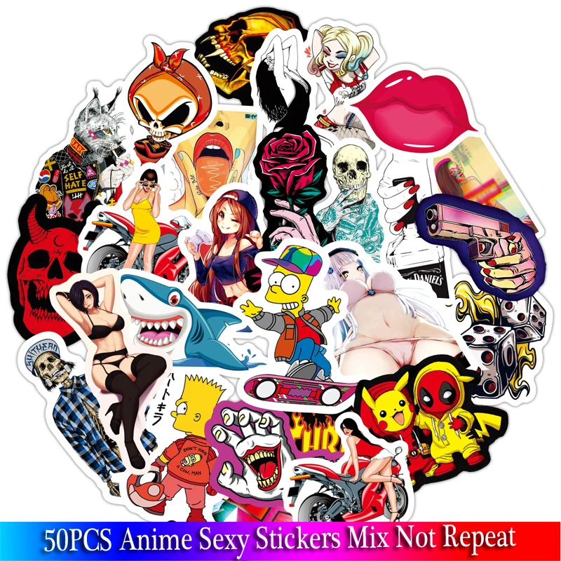 50Pcs New Anime Sexy Women Lips Stickers Sets For Motorcycle Snowboard Luggage Car Fridge Car- Styling Laptop kids Stickers