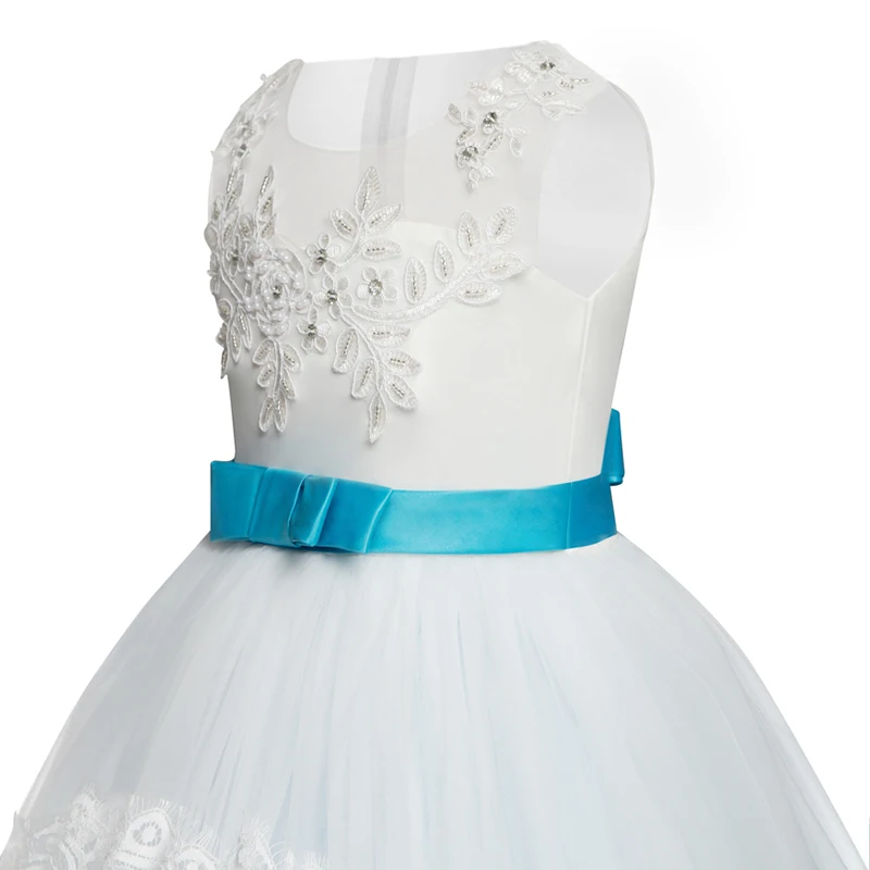 Кружевное платье для девочек Многослойные вечерние и свадебные платья для малышей, элегантные длинные платья и фраки для выпускного вечера, розовые платья подружки невесты для детей 14 лет