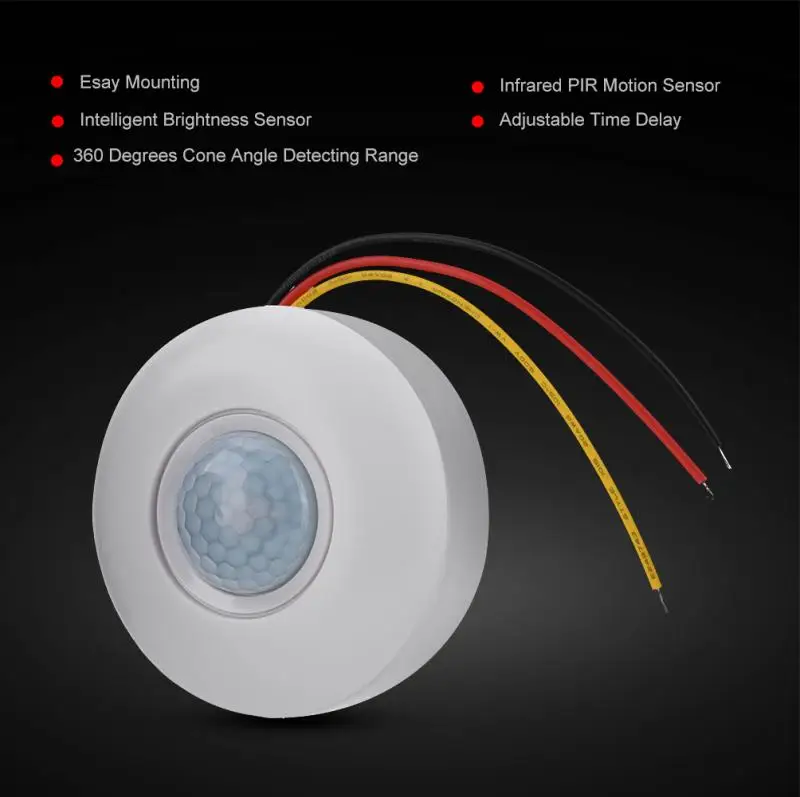 wifi panic button 12V Infrared PIR Motion Sensor Switch with Time Delay 360 Degree Cone Angle Detecting Induction Sensor For LED Ceiling Light security alarm keypad