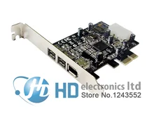 Freeshipping pcie combo 2x 1394b + 1x 1394a, fogos de artifício, portas pci-express, controlador, cartão 1394, ti, chipset 6pin win10 cabo de win10