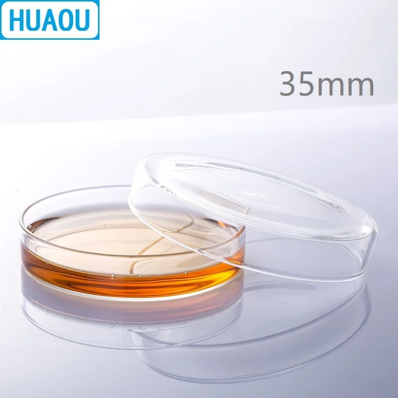 HUAOU 35 мм Петри бактериальная чашка для культивирования боросиликатного стекла 3,3 лабораторное химическое оборудование