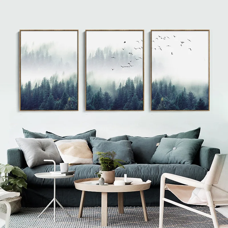 

Nordic Decoration Forest Lanscape Wall Art Canvas Poster and Print Canvas Painting Decorative Picture for Living Room Home Decor