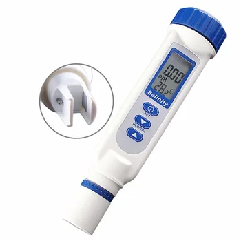 

Salinity & Temp Meter, Pen Type Salt Water Quality Tester ATC NaCl 0~70 ppt, Handheld Measurement Monitor Tester, for Saltwater