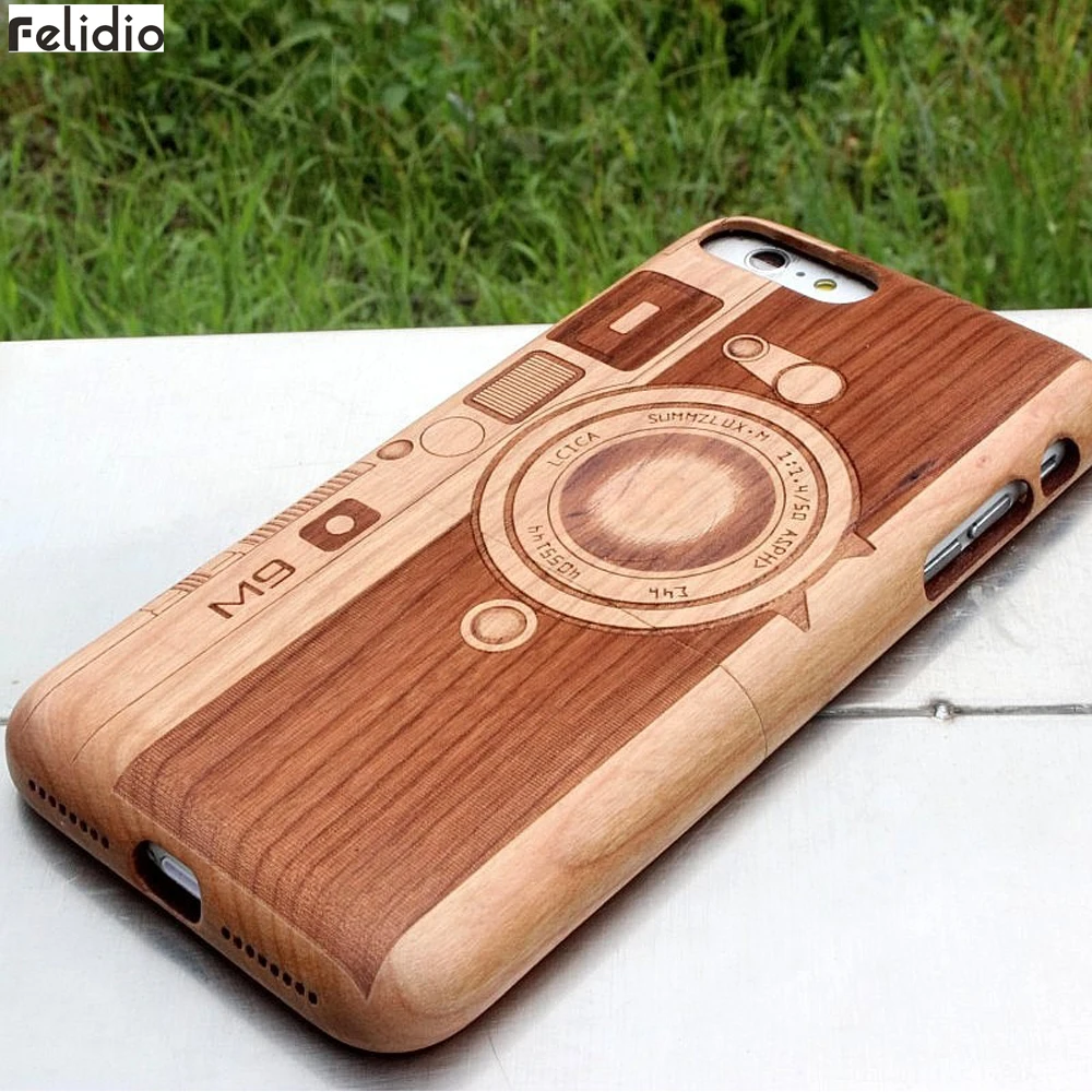 

Natural Wood Case Cover for iPhone 7 8 Plus Cell Phone Case for iPhone 6 6s Plus Hard Case (Cherry Wood Carving Handmade)