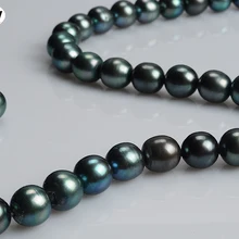 Натуральный круглый черный(Павлин зеленый) пресноводный жемчуг Белый 11-мм 12 мм для изготовления ювелирных изделий 15 дюймов DIY ожерелье браслет