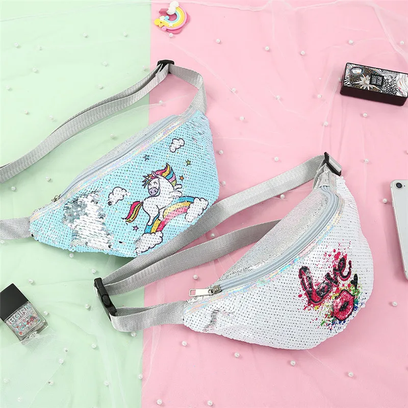 

SEAAN Women Waist Bags Sequins Shoulder Diagonal Pockets Shiny Mermaid Fashion New Female Chest Pockets Waist Bag