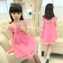 Новое летнее платье для девочек детская одежда г. шифоновое кружевное платье для девочек детское хлопковое тонкое платье без рукавов платье принцессы для девочек