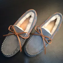 Обувь; женские зимние теплые туфли из натуральной кожи на плоской подошве; повседневные Лоферы без застежки; женская обувь на плоской подошве из плюша; женские мокасины