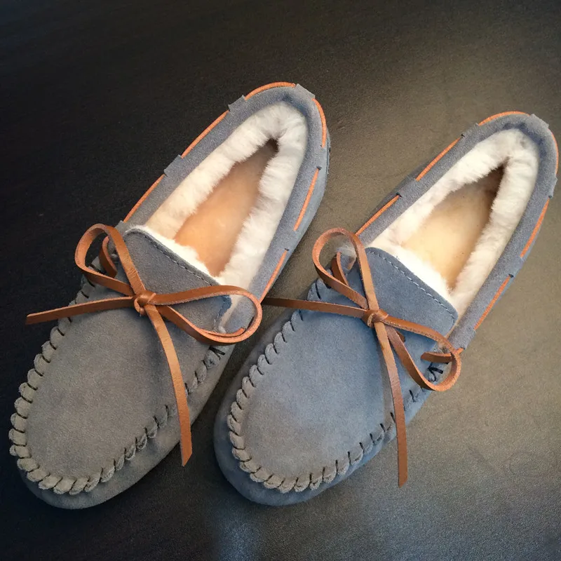 Mocassins Glissement Chaussures Photo 100 Véritable As De Appartements Peluche Dame En Plates Photo Cuir as Femmes Souliers Hiver Chaud 2018 Sur Simple adqnBPPw