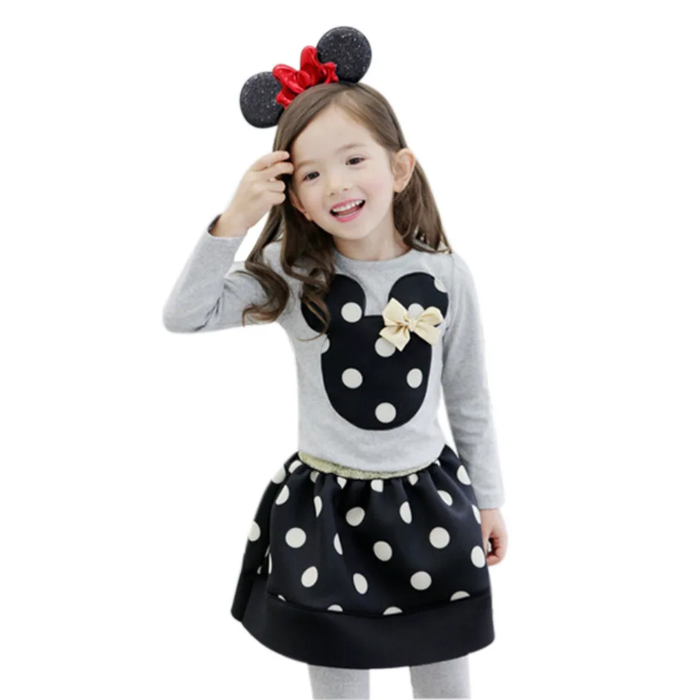 

2017 New Spring And Autumn Children Girl's Minnie Mouse Sets Skirt Suit Cartoon Baby Sets Dots Skirt Pants Kids Sets SV014474 30