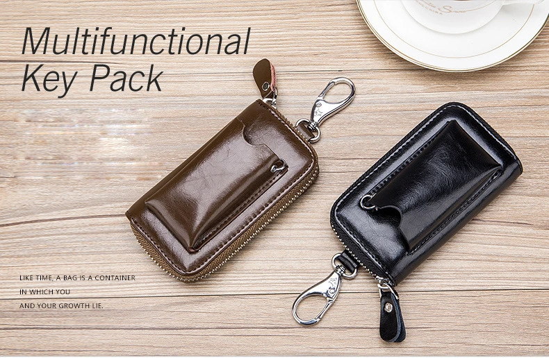 SOUTH GOOSE New Fashion Men Car Key Holders Genuine Leather Multifunction Zipper Home Key Case Housekeeper Women Key Coin Purse