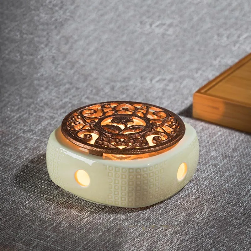 

Creative Ceramic Warm Tea Stove Candle Heated Flower Tea Coffee Shelf Teapot Holder Chinese Kung Fu Tea Set Accessories Bases