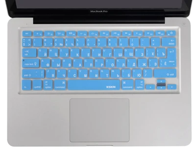 Черный цвет кожи кремниевый ноутбук протектор для ноутбука русская клавиатура защитная пленка для Apple Macbook Pro Air 13 15 - Цвет: Синий