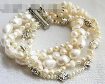 

Shipping >> 5Strands 8'' 9MM White Round Baroque Freshwater Pearl Bracelet
