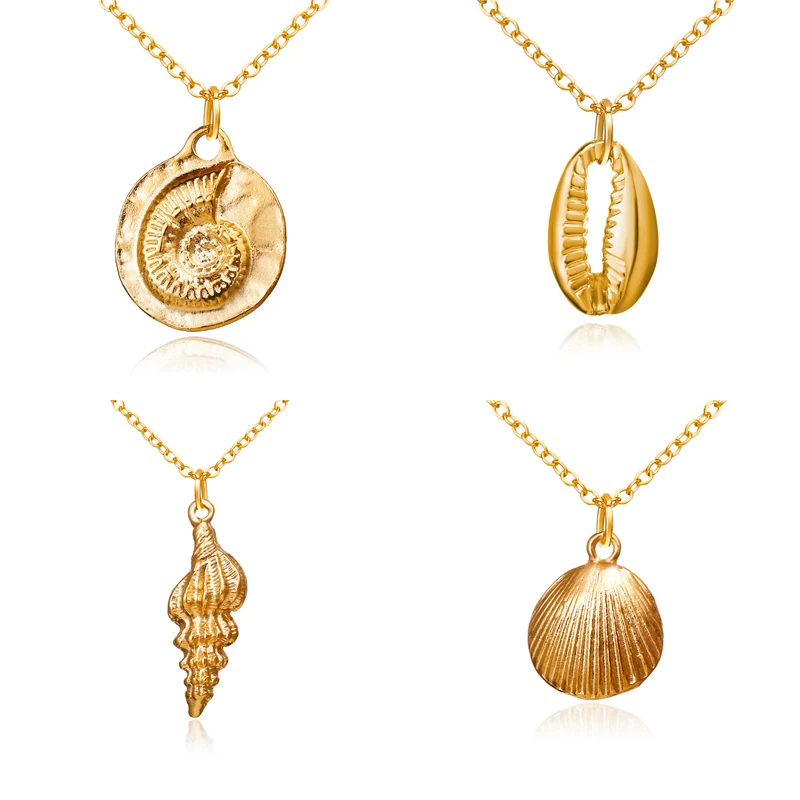 

2019 Boho Conch Shell Necklace Conch Sea Shell Necklace Pendant For Women Collier Femme Cowrie Summer Jewelry