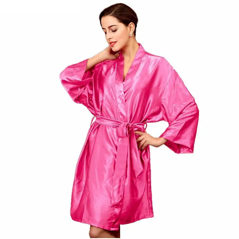 Элегантный Золотой женский халат кимоно из искусственного шелка банное платье Пеньюар однотонный Свадебный халат ночная рубашка один размер Y8850
