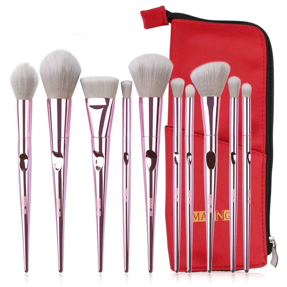 

10Pc Makeup Brushes Powder Foundation Eyeshadow Eyeliner Lip Cosmetic Brush Cosmetics Foundation Blending Blush Makeup Tool