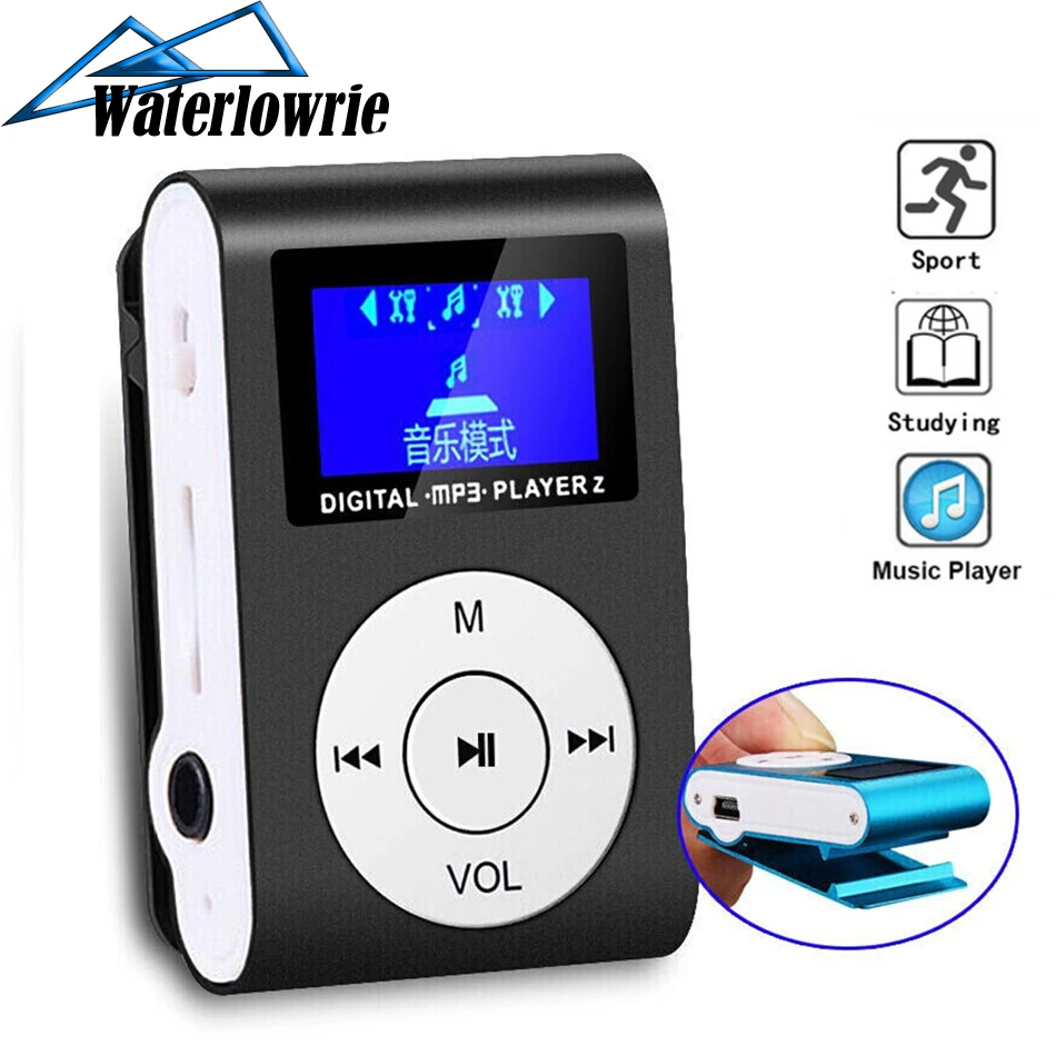 Waterlowrie Мини плеер для бега Clip мп3 Горячая продажа LCD Экран mp 3 player Металл плейер