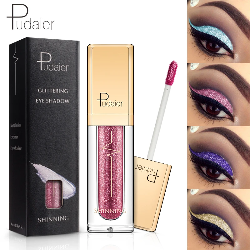 Pudaier блеск теней для век жидкий пигмент карандаш макияжа sombres Para Ojos металлик Maquillage