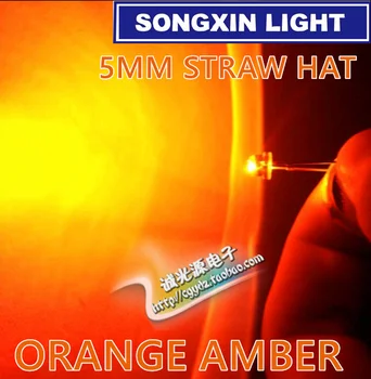 

100pcs 5mm Water Clear Straw Hat Orange LED Diode Light Super Bright Wide Angle 5 mm Light-Emitting Diode LED Lamp