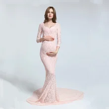 В свободном доступе! Размер M, эластичное кружевное платье с длинным рукавом и v-образным вырезом, платье для беременных, платье для фотосъемки