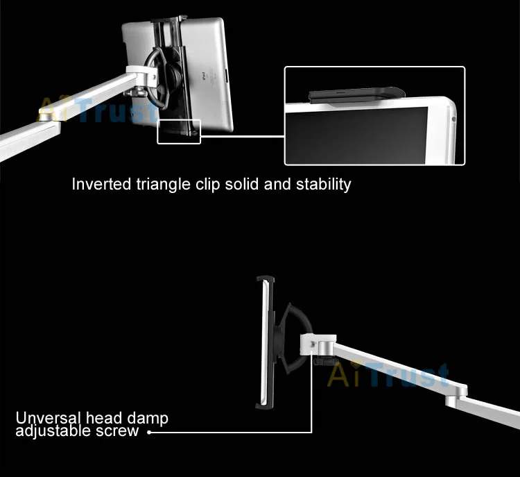 OA-2S регулируемый по высоте алюминий сплав Подставка для планшета вращение на 360 длинные руки держатель для планшетов для iPad Mini Air Pro 7-13 дюймов