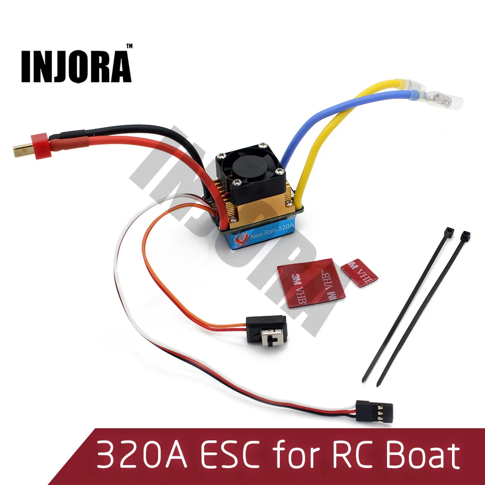 

INJORA RC Boat 320A Waterproof Brushed ESC Speed Controller with 5V/2A BEC for RC Boat Parts