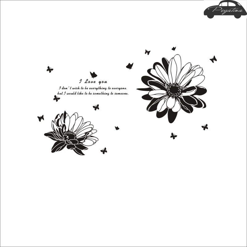 Pegatina Flower Chrysanthemum Butterfly Sticker Car Decal Posters Vinyl Wall Decals Decor Mural Sticker