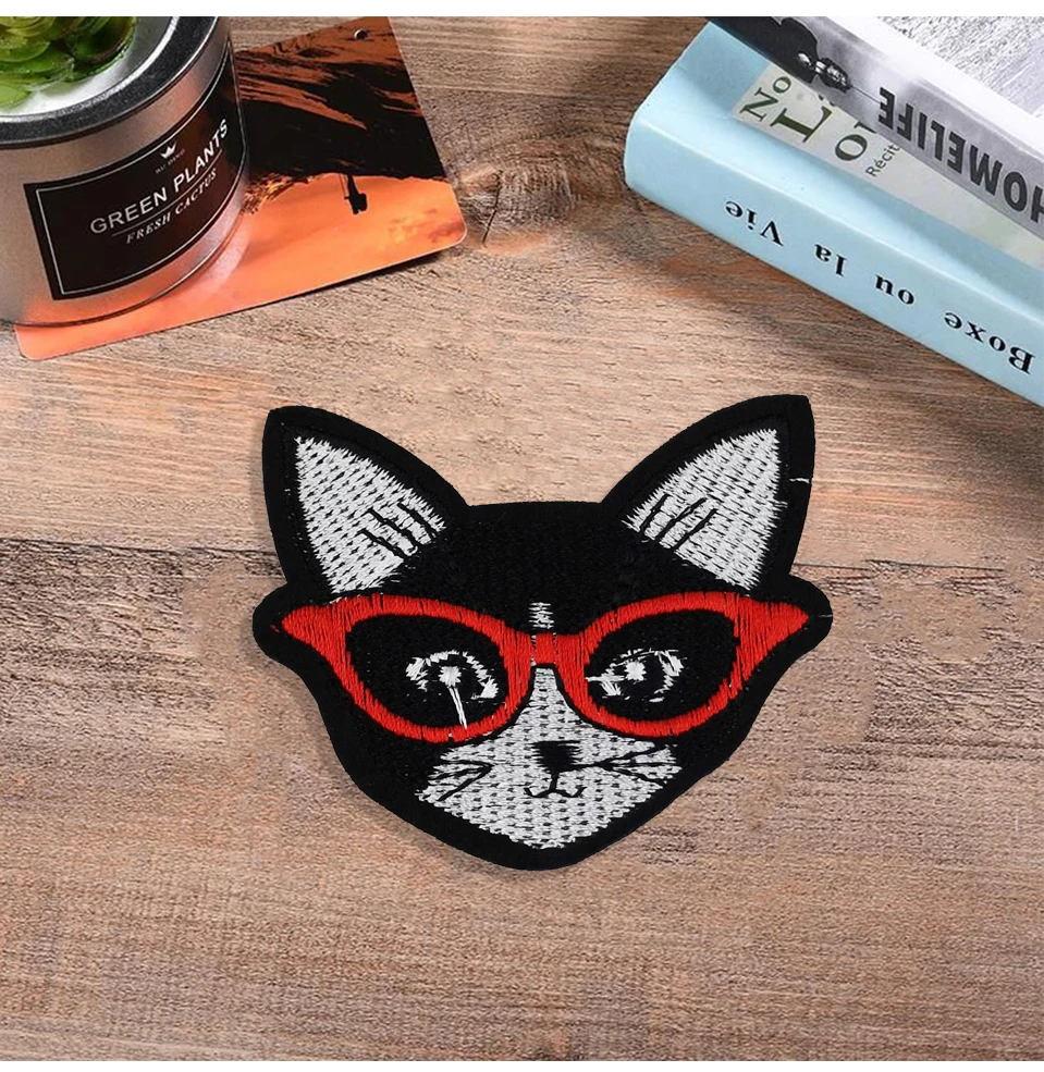 Iron Patches For Clothing Cat DIY Black Iron Embroidered Cat Patches Love Red Heart Patch 3D Sew On Badges For Clothes (9)