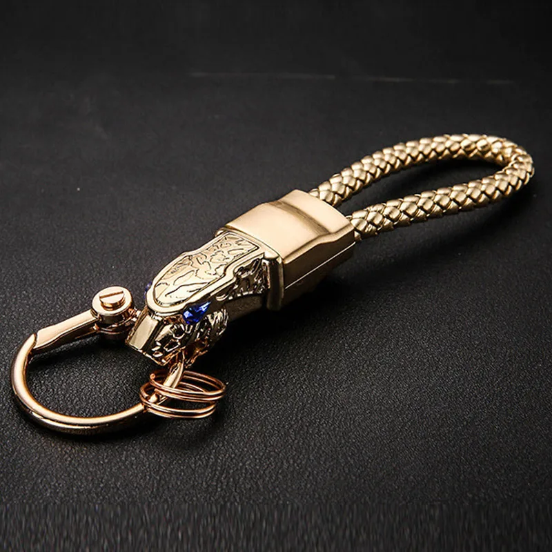 

Leather Cord Key Chain Car Keychain Detachable Car Home Keychain Leopard Head Keychains MDJ998