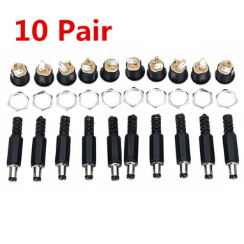 

10 Pair/Set DC Panel Mount Connector 12V/3A Plastic Male Plug with Female Socket Panel Mount Jack DC Connector