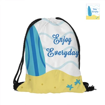 

Cartoon Image Printed Drawstring Backpack Enjoy Everything Double Sided Printing Polyester Pouch Backpacks For Travel And School