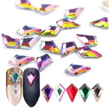 10 pièces flèche AB cristal 3D clou breloque or dos plat diamant paillettes Strass gemmes Strass manucure bijoux décoration pointe BE739(China)