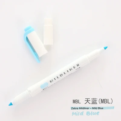 1pcs Kawaii Japanese Zebra Mild Liner Highlighter Pen Fluorescent Double Headed marker Pen Color Mark Pen Cute Stationery - Цвет: MBL MBL