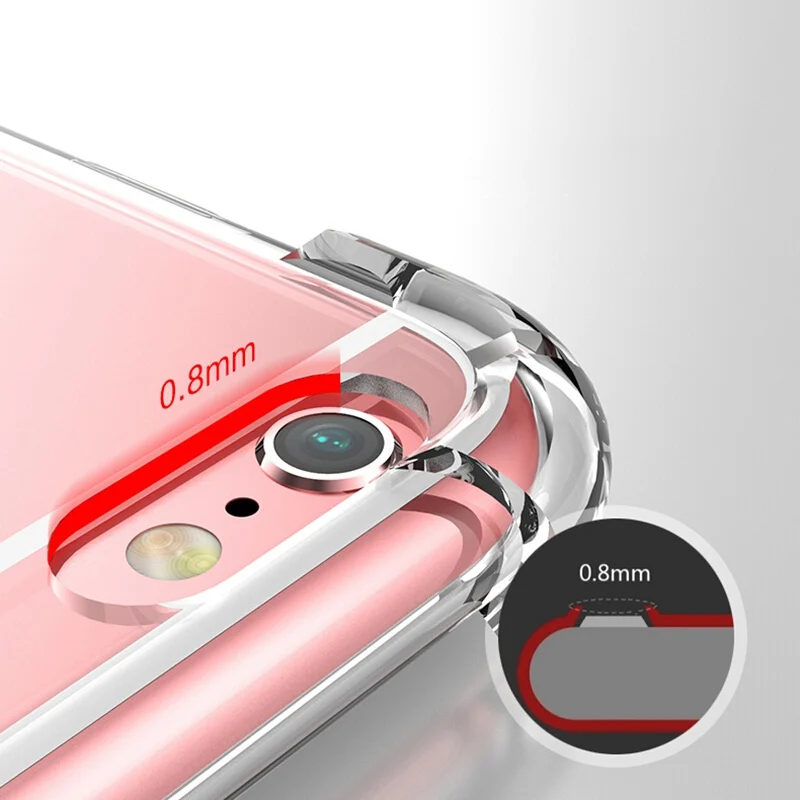 Модные мягкие ясно ТПУ антидетонационных чехол для iPhone X 5 5S 6 S плюс 7 8 прозрачный с