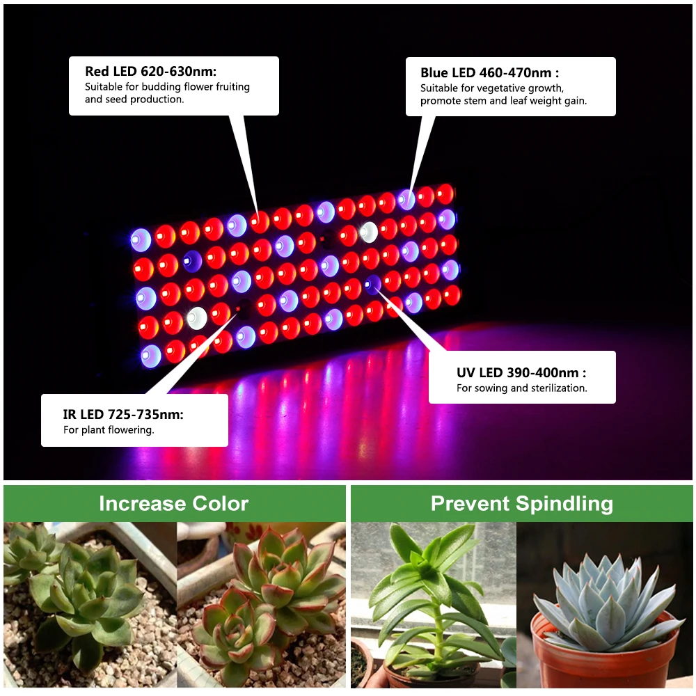  LED Plant Grow Lights SMD2835 Red+Blue+UV+IR Full Spectrum LED Grow Lamps for Garden Flowering Hydr - 32917108875